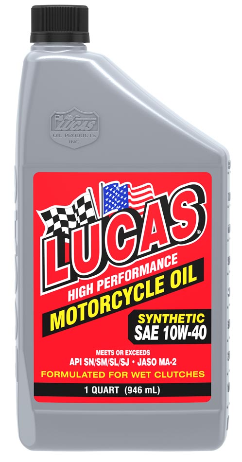 Lucas Oil High Performance Motorcycle Oil: Synthetic 10W-40
