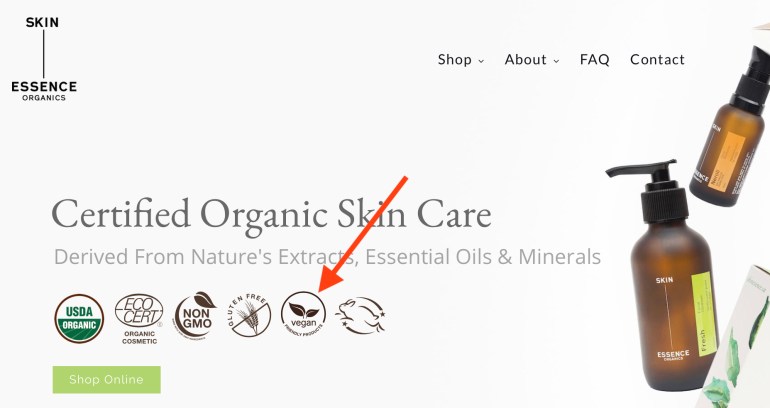 lying about being vegan, fake vegan brand, fake vegan company, skin essence organics
